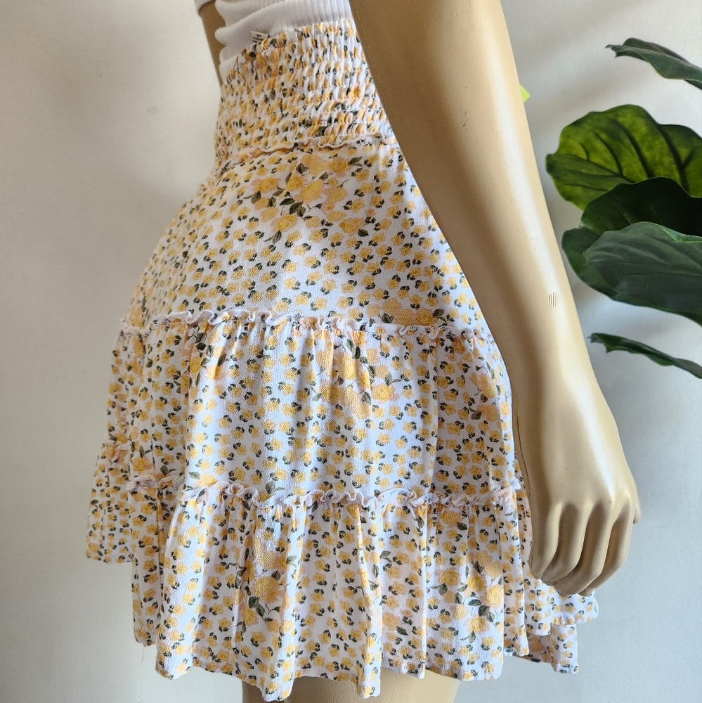 AE Yellow Floral Ruffle Mini Dress Yellow-White Color Size XL Spring Women - Picture 6 of 11